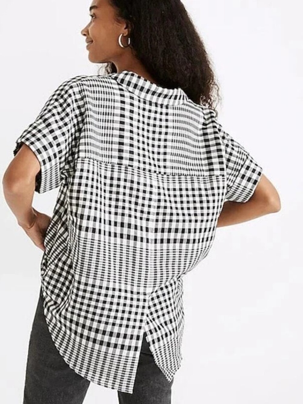 Madewell Black & White Gingham Short-Sleeve Button-Down